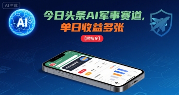 今日头条AI军事赛道，单日收益多张 ，手机可做【附指令】-钱途社