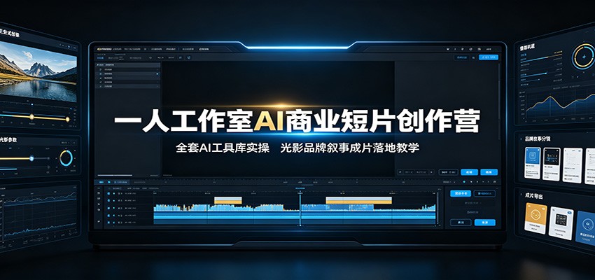 一人工作室AI商业短片创作营：全套AI工具库实操，光影品牌叙事成片落地教学-钱途社