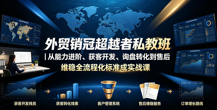 外贸销冠超越者私教班｜从能力进阶、获客开发、询盘转化到售后维稳全流程标准化成交实战课-钱途社