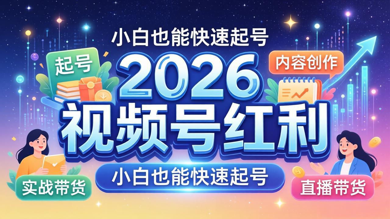 2026视频号红利实战营，大佬亲授起号、内容、直播、IP、投流、私域、矩阵全套落地打法-钱途社