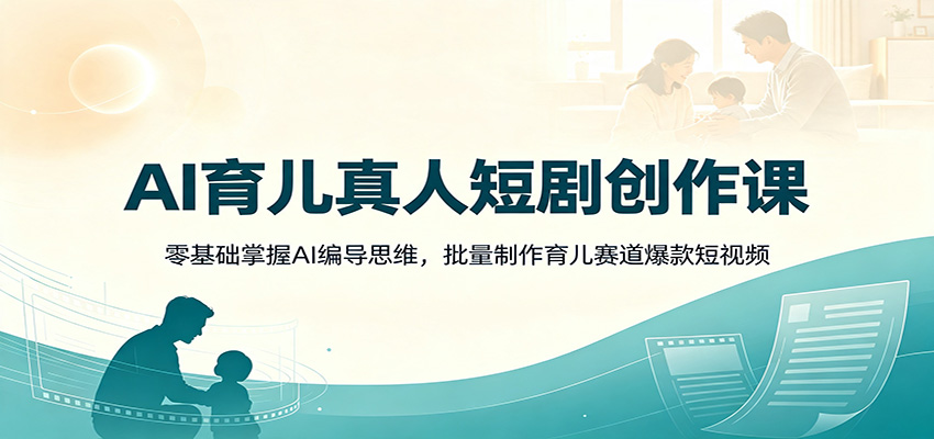 AI育儿真人短剧创作课：零基础掌握AI编导思维，批量制作育儿赛道爆款短视频-钱途社