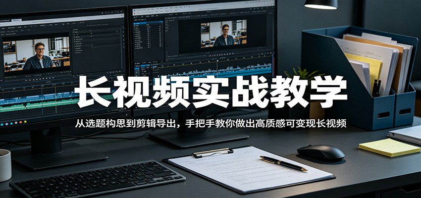 长视频实战教学，从选题构思到剪辑导出，手把手教你做出高质感可变现长视频-钱途社