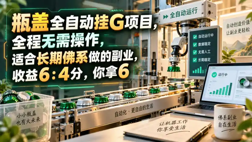 瓶盖全自动挂G项目，全程无需操作，适合长期佛系做的副业，收益6：4分，你拿6【揭秘】-钱途社