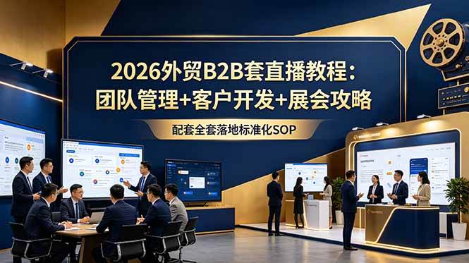 （18994期）2026外贸B2B套直播教程：团队管理+客户开发+展会攻略，配套全套落地标准化SOP-钱途社
