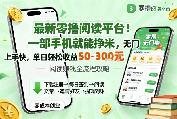 最新零撸阅读平台！一部手机就能挣米，无门槛上手快，单日轻松收益50-3张【揭秘】-钱途社