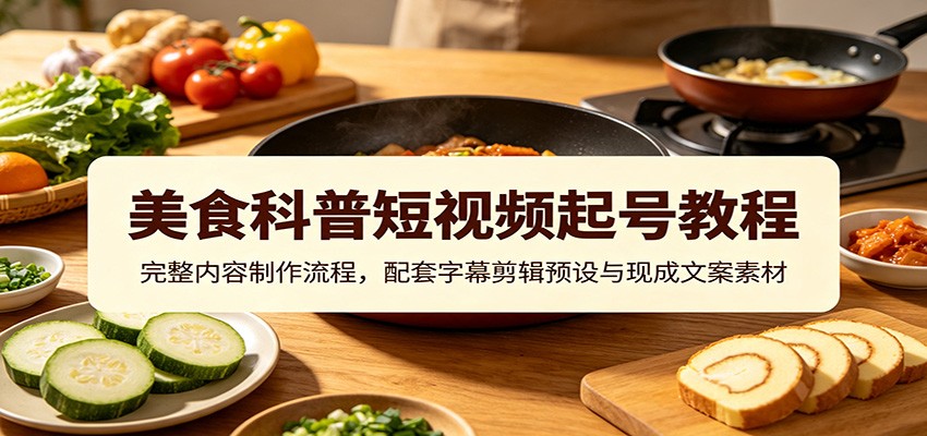 美食科普短视频起号教程：完整内容制作流程，配套字幕剪辑预设与现成文案素材-钱途社