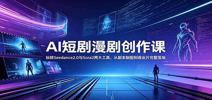 AI短剧漫剧创作课:玩转Seedance2.0与 Sora2两大工具,从剧本制图到商业片完整落地-钱途社