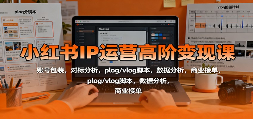 小红书IP运营高阶变现课：账号包装，对标分析，plog/vlog脚本，数据分析，商业接单-钱途社
