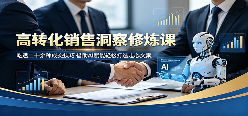 高转化销售洞察修炼课：吃透二十余种成交技巧，借助AI赋能轻松打造走心文案-钱途社