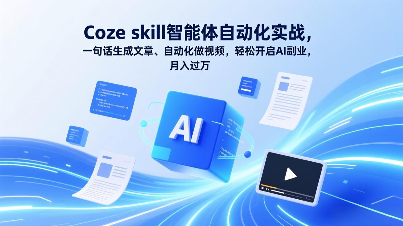 Coze skill智能体自动化实战，一句话生成文章、自动化做视频，轻松开启AI副业，月入过万-钱途社