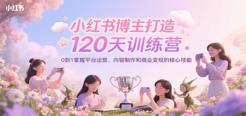 小红书博主打造120天训练营，0到1掌握平台运营、内容制作和商业变现-钱途社