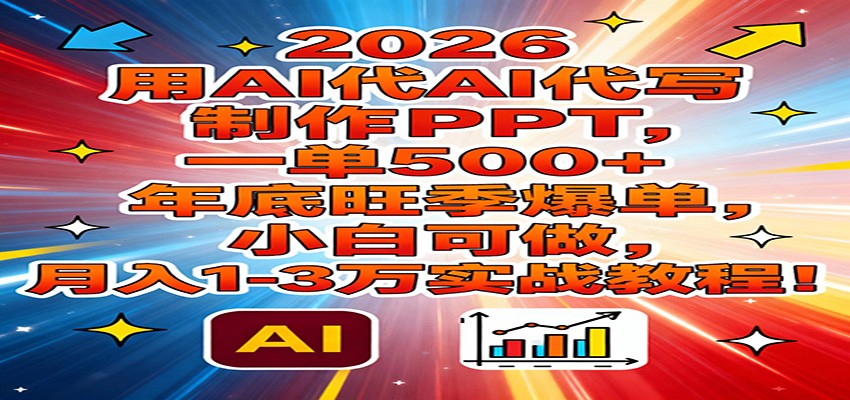 2026用AI代写制作PPT，一单500+，年底旺季爆单，小白可做，月入1-3万实战教程-钱途社