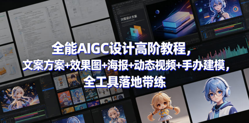 全能AIGC设计高阶教程，文案方案+效果图+海报+动态视频+手办建模，全工具落地带练-钱途社