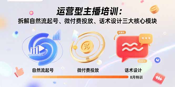 运营型主播培训：拆解自然流起号、微付费投放、话术设计三大核心模块-8月-钱途社