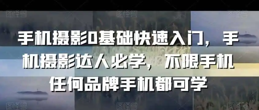 手机摄影0基础快速入门，手机摄影达人必学，不限手机任何品牌手机都可学-钱途社