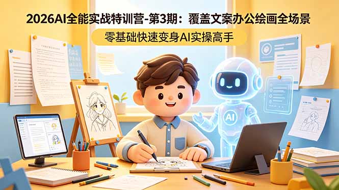 2026AI全能实战特训营-第3期：覆盖文案办公绘画全场景 零基础快速变身AI实操高手-钱途社