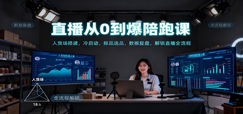 直播从0到爆陪跑课：人货场搭建，冷启动，排品选品，数据复盘，解锁直播全流程-钱途社