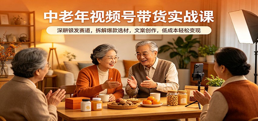 中老年视频号带货实战课：深耕银发赛道，拆解爆款选材，文案创作，低成本轻松变现-钱途社