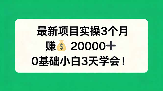 最新项目实操3个月,赚钱20000+,0基础小白3天学会!-钱途社