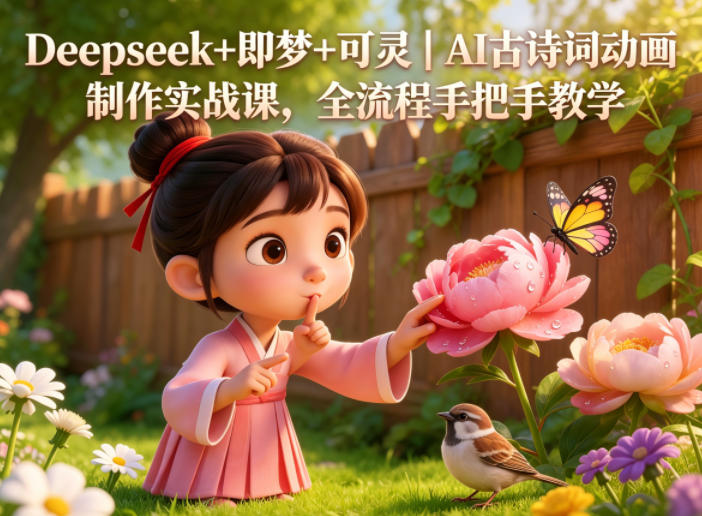 Deepseek+即梦+可灵｜AI古诗词动画制作实战课，全流程手把手教学-钱途社
