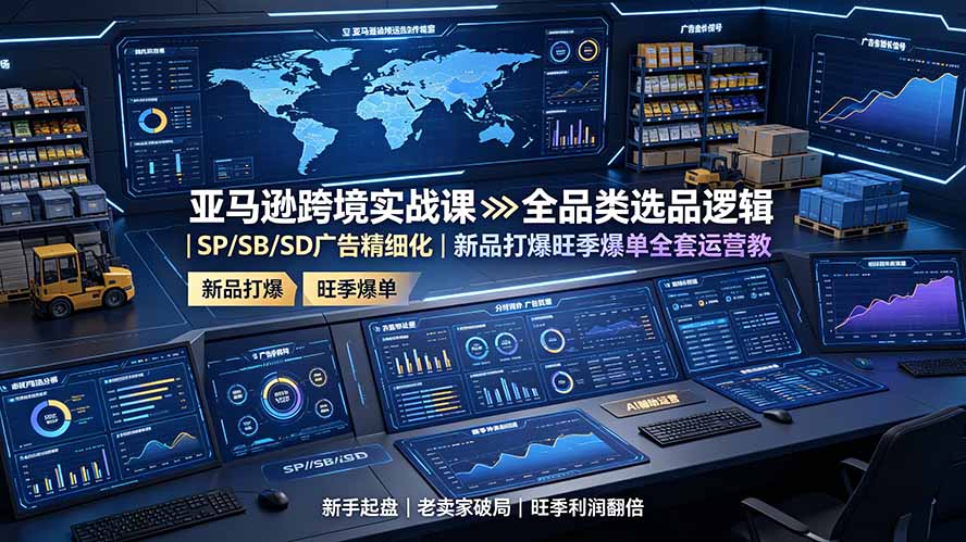 亚马逊跨境实战课：全品类选品逻辑｜SP/SB/SD广告精细化｜新品打爆旺季爆单全套运营教程-钱途社