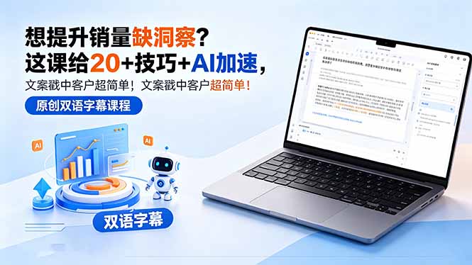 想提升销量缺洞察？这课给 20 + 技巧 + AI 加速，文案戳中客户超简单！【原创双语字幕】-钱途社