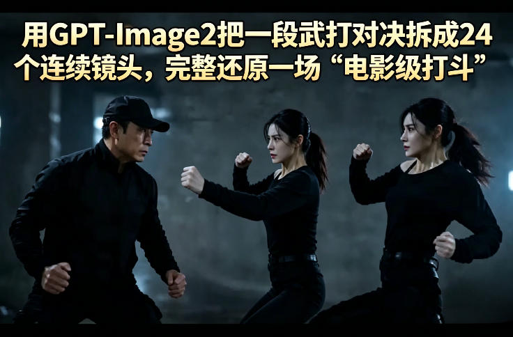 用GPT-Image2把一段武打对决拆成24个连续镜头，完整还原一场“电影级打斗”-钱途社