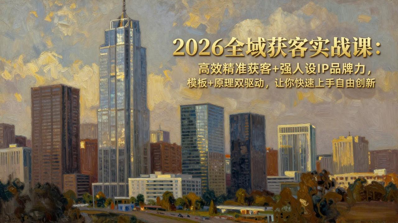 2026全域获客实战课:高效精准获客+强人设IP品牌力,模板+原理双驱动,让你快速上手自由创新-钱途社