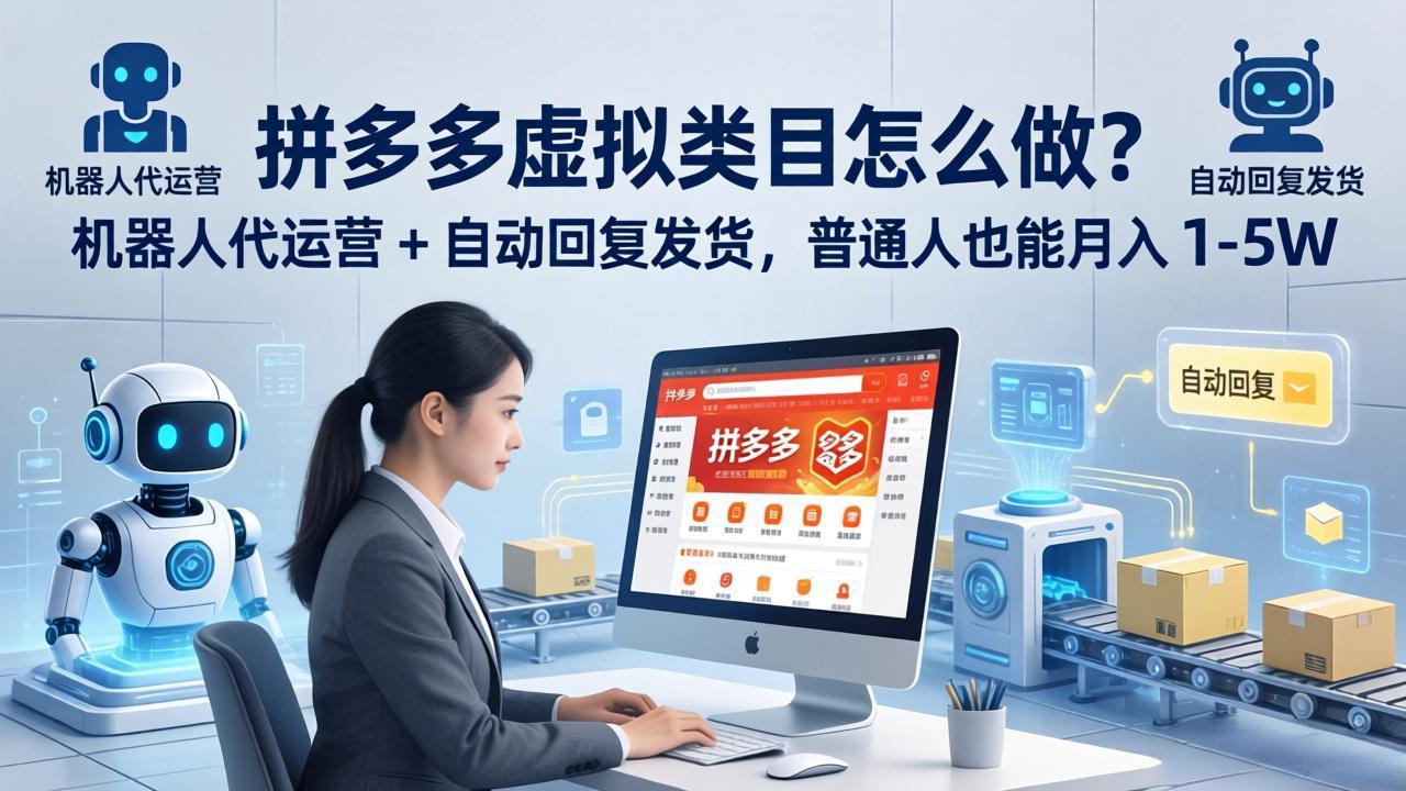 拼多多虚拟类目怎么做？机器人代运营 + 自动回复发货，普通人也能月入 1-5W-钱途社