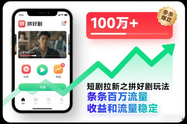 短剧拉新之拼好剧玩法，条条百万流量，收益和流量稳定-钱途社