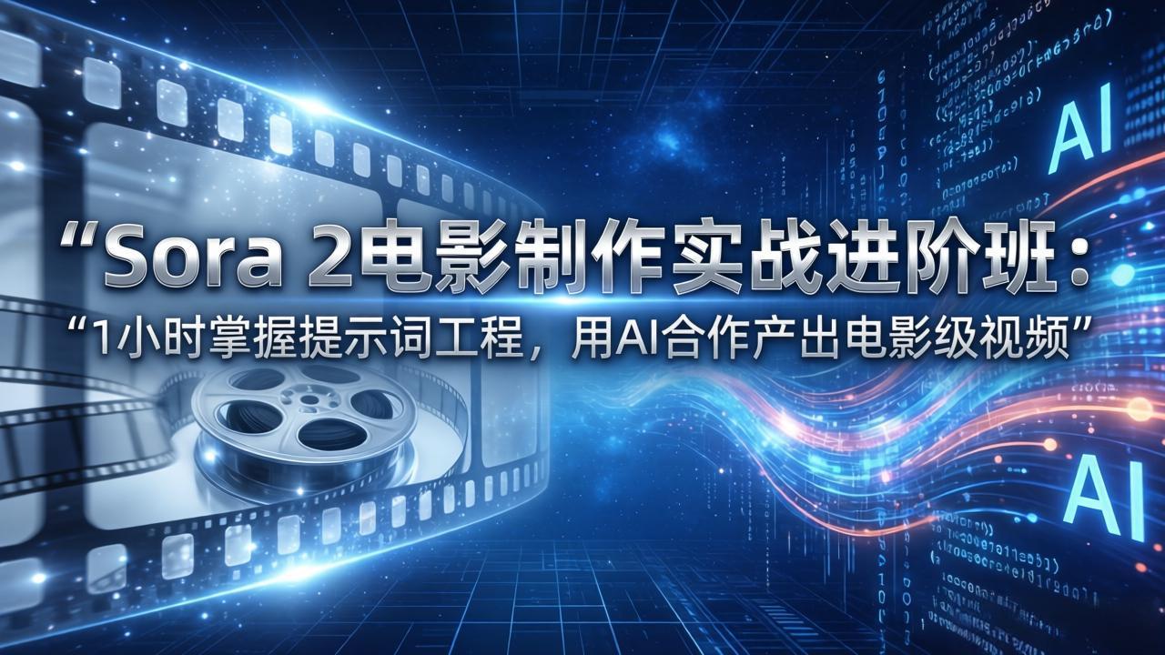 Sora 2电影制作实战进阶班：1小时掌握提示词工程，用AI合作产出电影级视频-钱途社