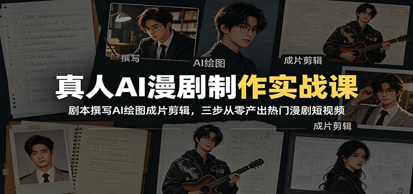 真人AI漫剧制作实战课：剧本撰写AI绘图成片剪辑，三步从零产出热门漫剧短视频-钱途社