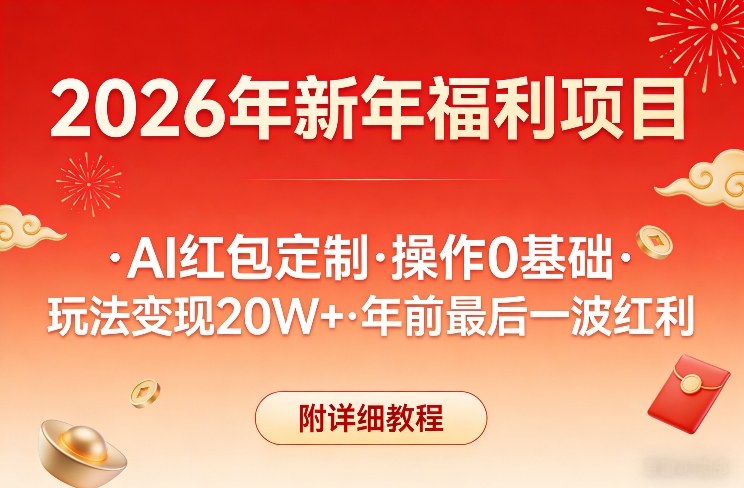 新年福利项目，AI红包定制，操作0基础，玩法变现20W+年前最后一波红利，附详细教程-钱途社