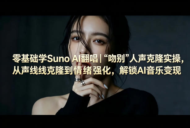 零基础学Suno AI翻唱｜《吻别》人声克隆实操，从声线克隆到情绪强化，解锁AI音乐变现-钱途社