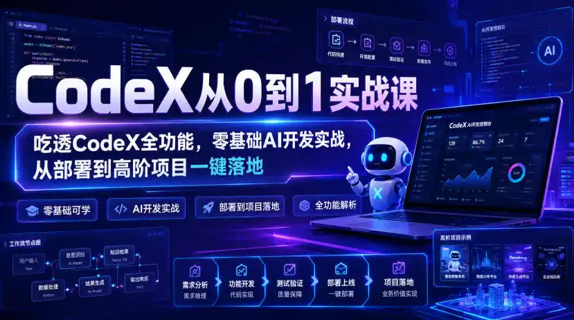 CodeX从0到1实战课，吃透CodeX全功能，零基础AI开发实战，从部署到高阶项目一键落地-钱途社