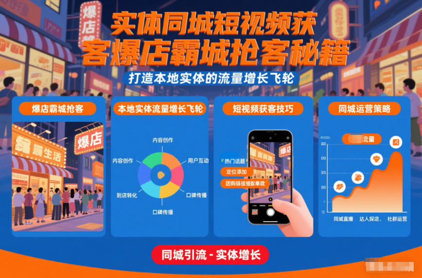 实体同城短视频获客爆店霸城抢客秘籍，打造本地实体的流量增长飞轮-钱途社