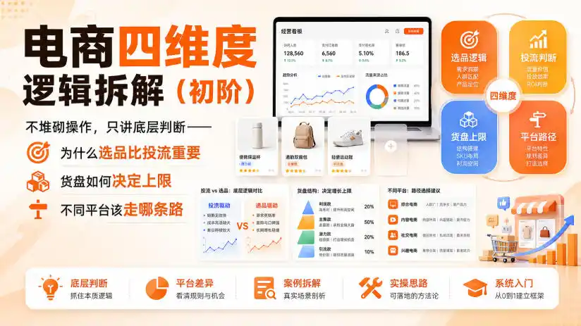 电商四维度逻辑拆解(初阶)不堆砌操作，只讲底层判断——为什么选品比投流重要、货盘如何决定上限、不同平台该走哪条路-钱途社