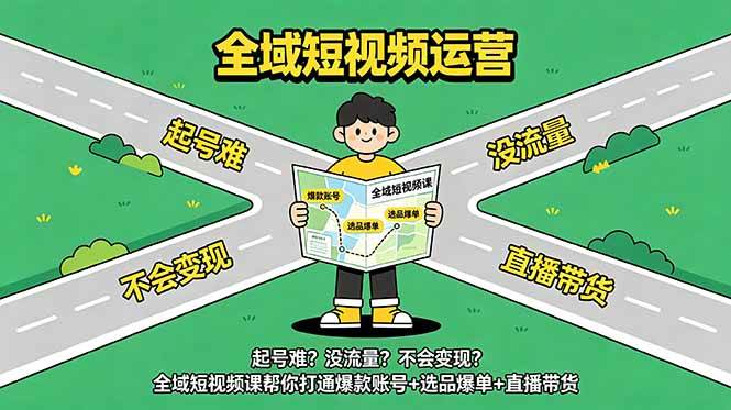 （18877期）起号难？没流量？不会变现？全域短视频课帮你打通爆款账号+选品爆单+直播带货-钱途社