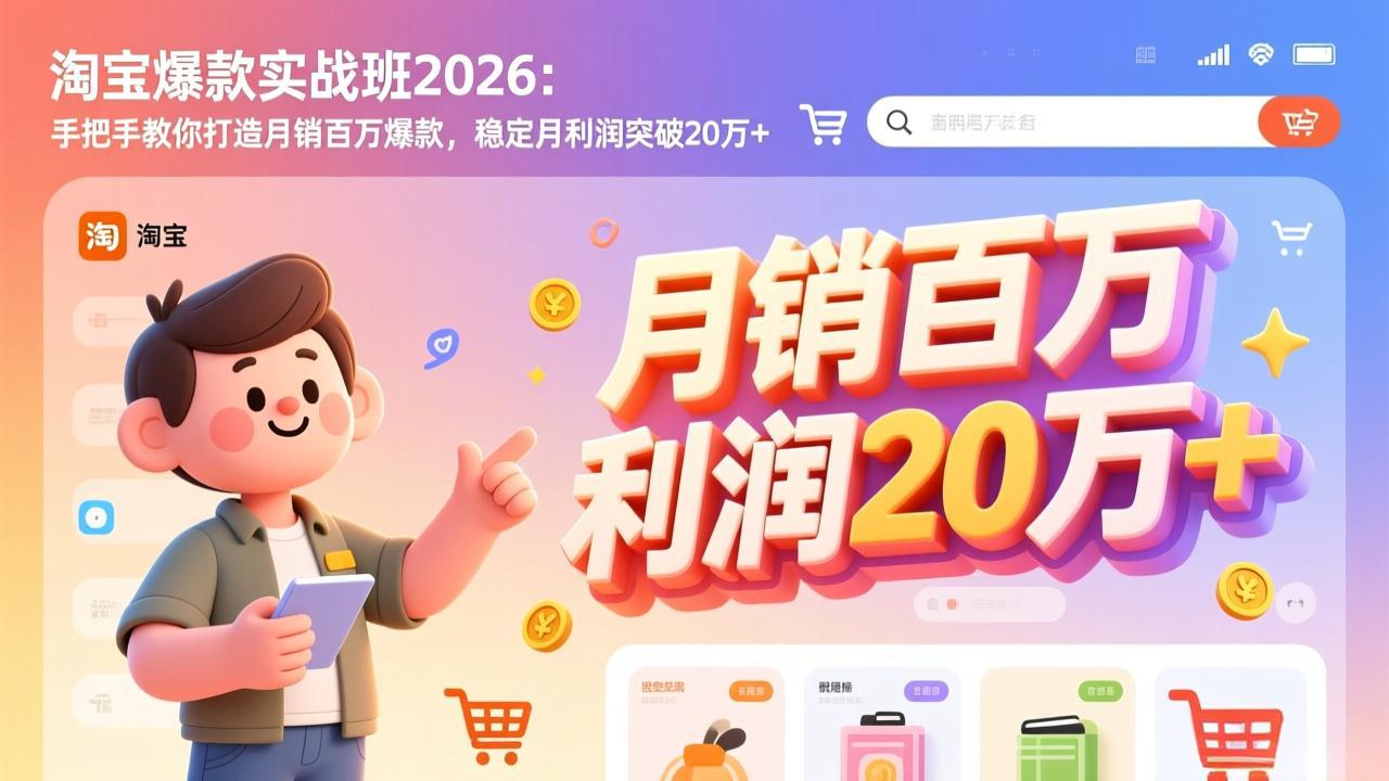 淘宝爆款实战班-2026年3月更新:手把手教你打造月销百万爆款,稳定月利润突破20万+-钱途社