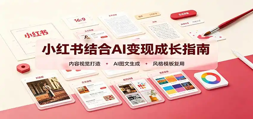 小红书结合AI变现成长指南：账号精准定位，内容视觉打造，搭建可复制流量获客体系-钱途社