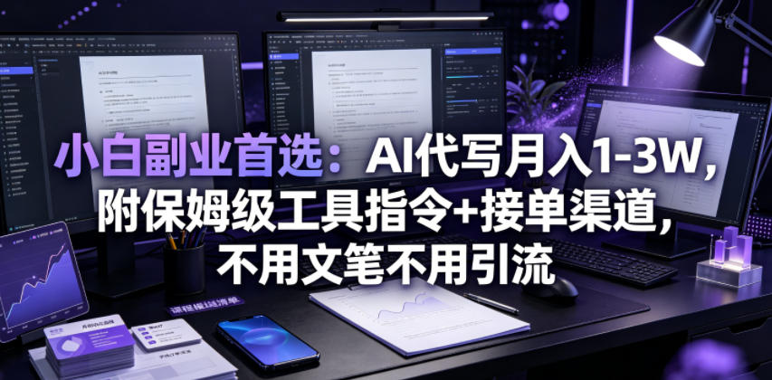 小白副业首选：AI代写月入1-3W，附保姆级工具指令+接单渠道，不用文笔不用引流【揭秘】-钱途社