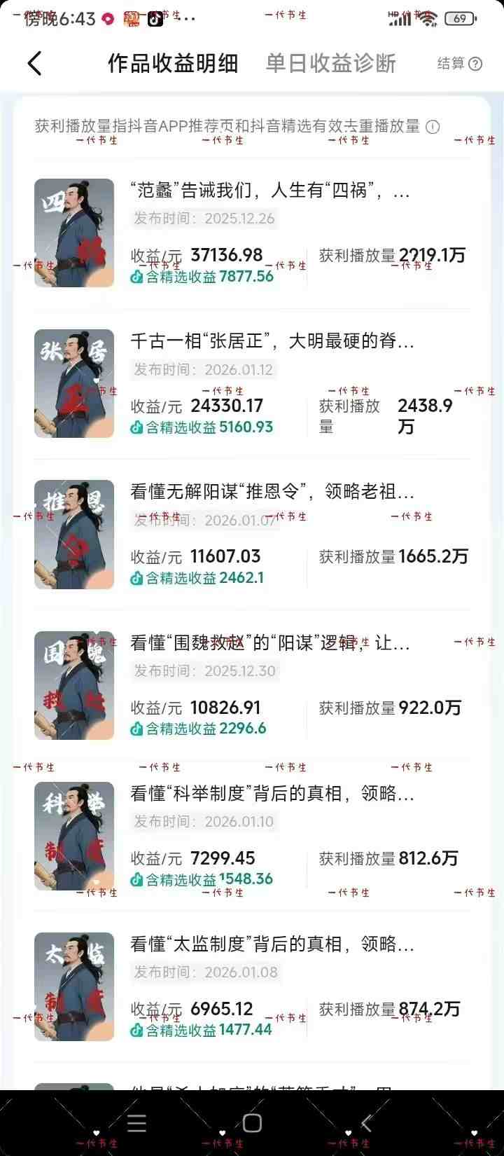 抖音300w粉丝博主的政史类科普视频教学，有大流量扶持，拿伙伴伙伴+精选独家双份收益-钱途社