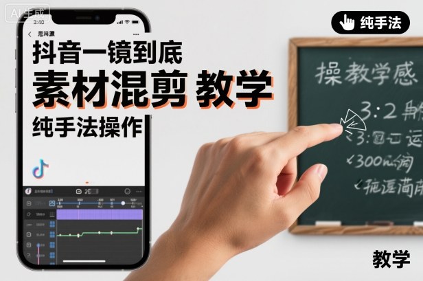 抖音一镜到底素材混剪教学，纯手法操作-钱途社