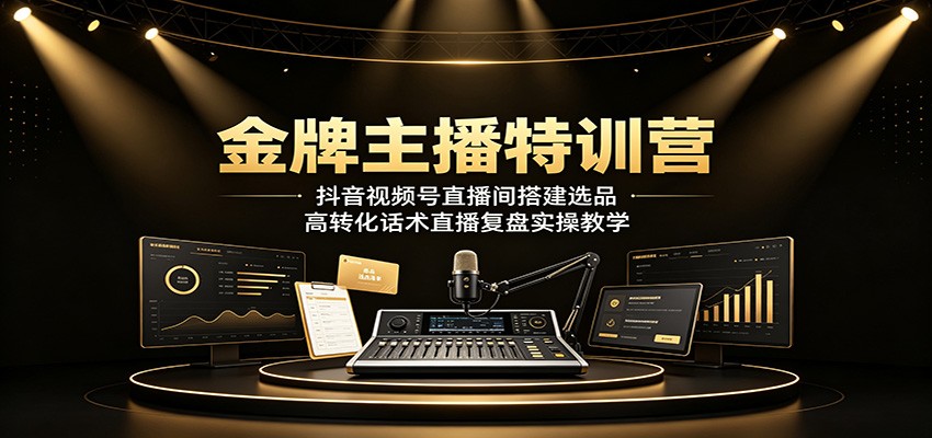 金牌主播特训营：抖音视频号直播间搭建选品，高转化话术直播复盘实操教学-钱途社