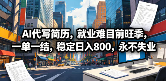 AI代写简历,就业难目前旺季,一单一结,稳定日入800,永不失业-钱途社