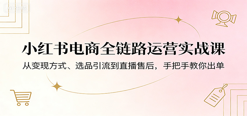 小红书电商全链路运营实战课:从变现方式、选品引流到直播售后,手把手教你出单-钱途社