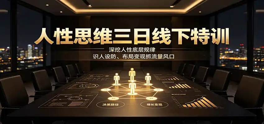 人性思维三日线下特训：深挖人性底层规律，识人设防、布局变现抓流量风口-钱途社