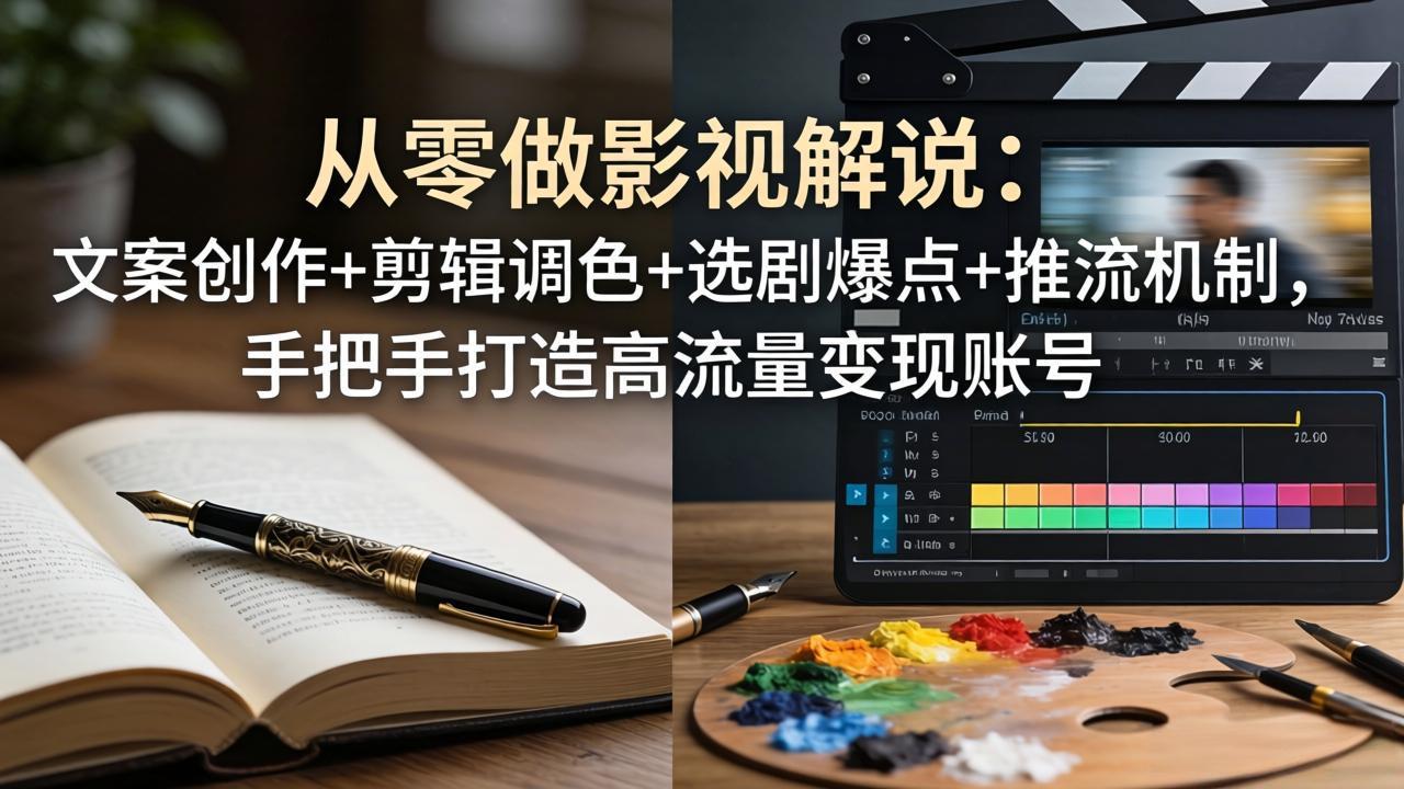 从零做影视解说：文案创作+剪辑调色+选剧爆点+推流机制，手把手打造高流量变现账号-钱途社
