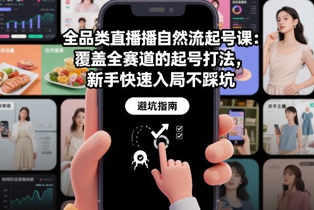 全品类直播自然流起号课：覆盖全赛道的起号打法，新手快速入局不踩坑-钱途社