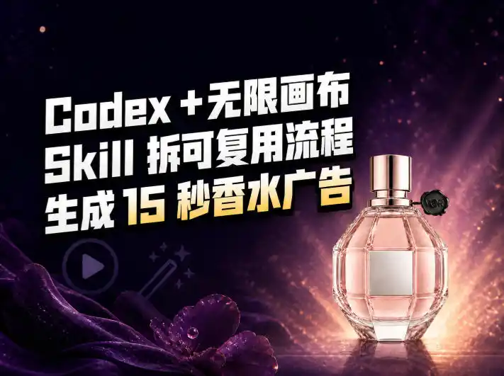 我把Amazon香水视频拆成Codex Skill：无限画布负责最后15秒-钱途社